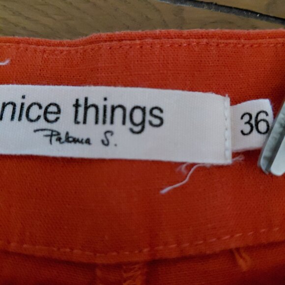 Paloma S Nice Things Orange Linen Pants Pockets Size 36 Travel Casual Resort - Picture 6 of 7
